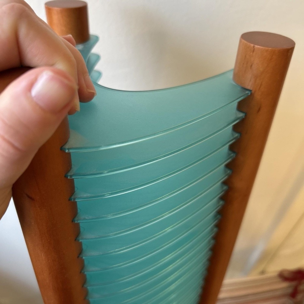 Wood Blue Green Cherry 20 CD Tower Rack Holder Stacking Retro Atlantic - Picture 3 of 4